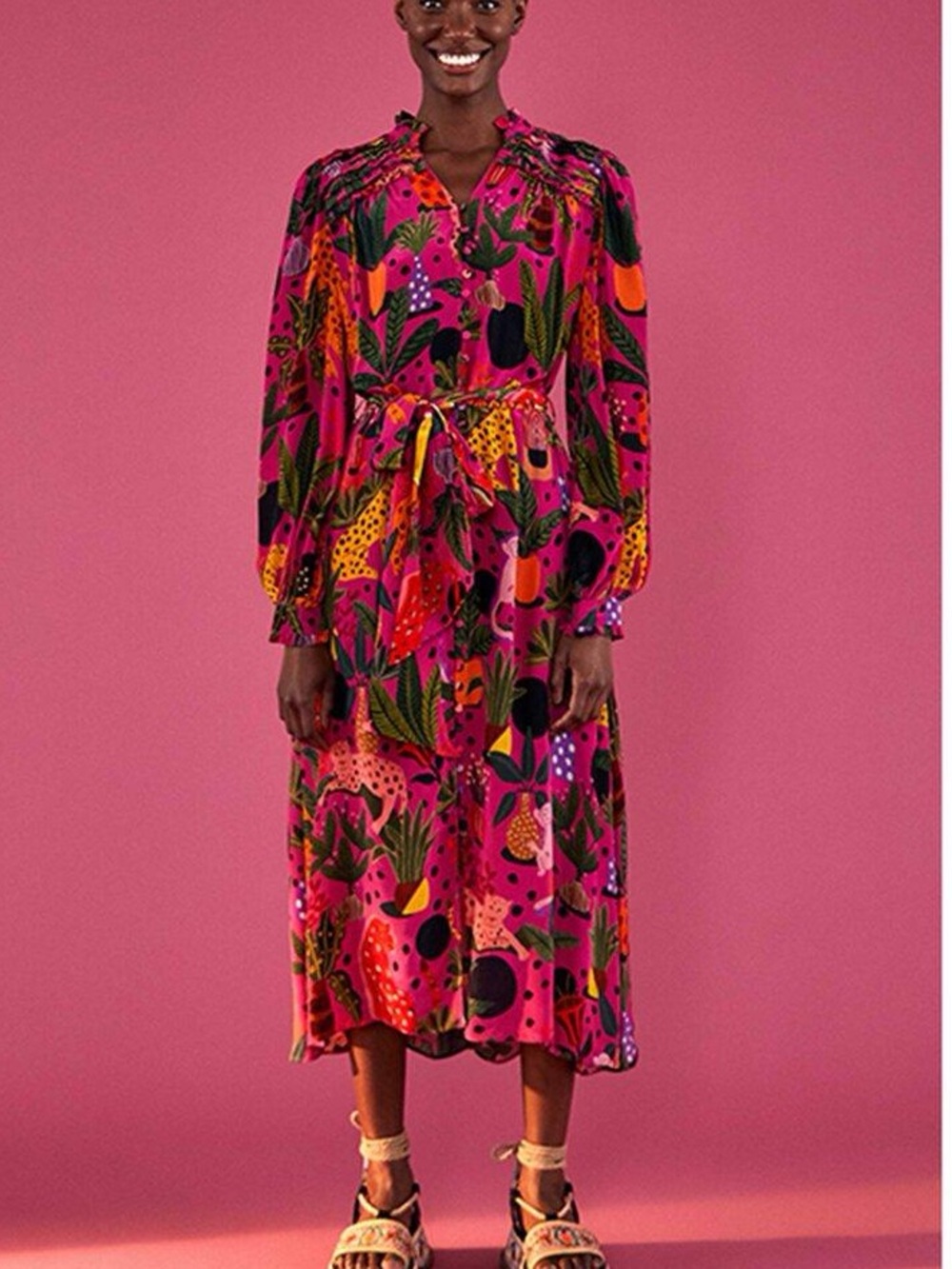 Farm Rio Jungle Print Midi Dress